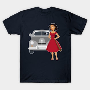 Girl with Vintage Car T-Shirt